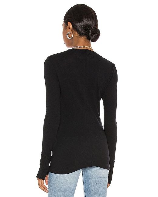 Enza Costa Black Cashmere Fitted V Neck Sweater