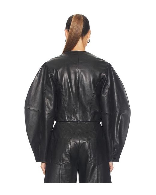 ROTATE BIRGER CHRISTENSEN Black Fitted Leather Jacket