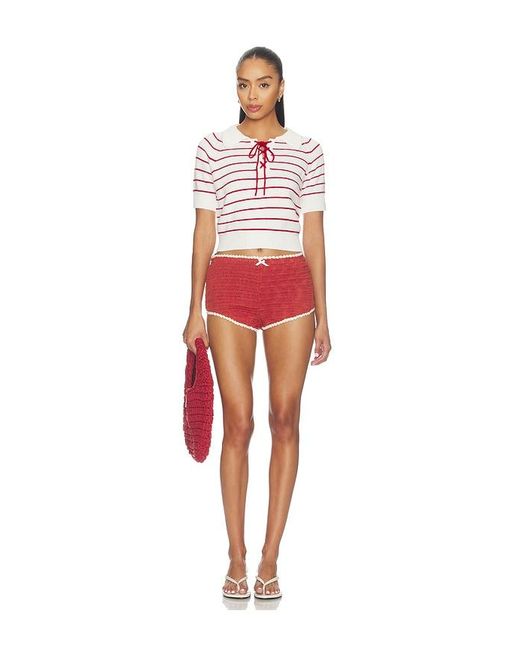 For Love & Lemons Multicolor Crochet Rugby Micro Shorts