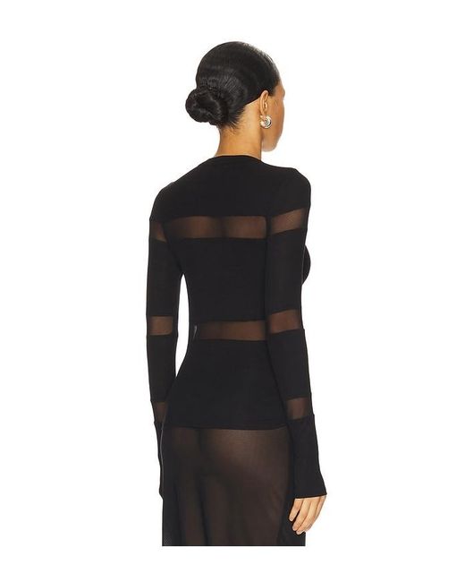 Michael Lauren Black Vex Long Sleeve Fitted Top