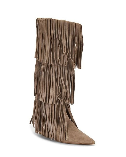 Aniye By Brown Cowboy Fringes Boot