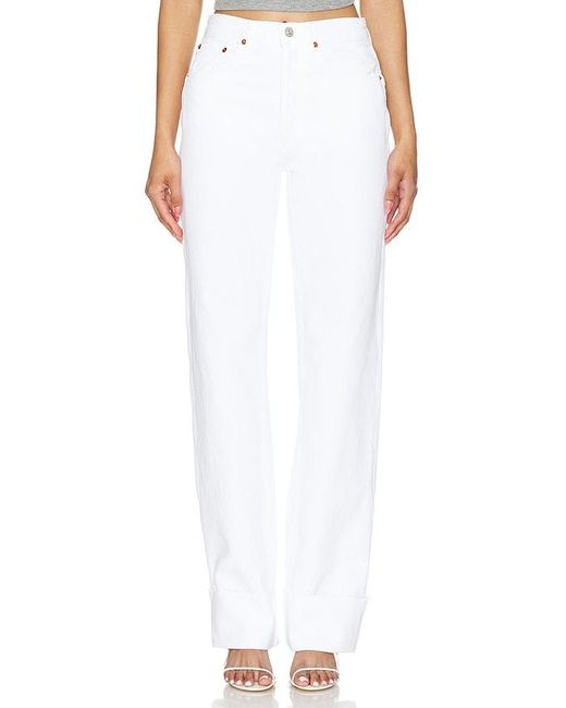 Re/done White HIGH-RISE-JEANS MIT WEITEM BEIN LOOSE LONG
