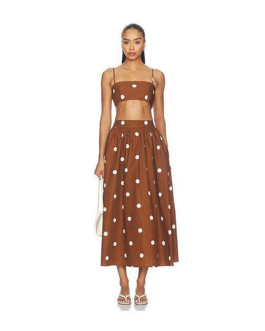 Susana Monaco Brown Polka Poplin Crop String Top