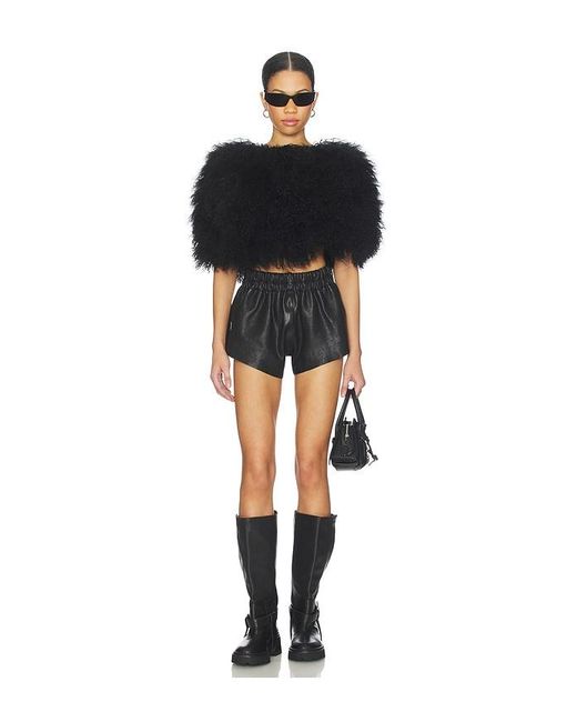 OW Collection Black Nia Fur Top