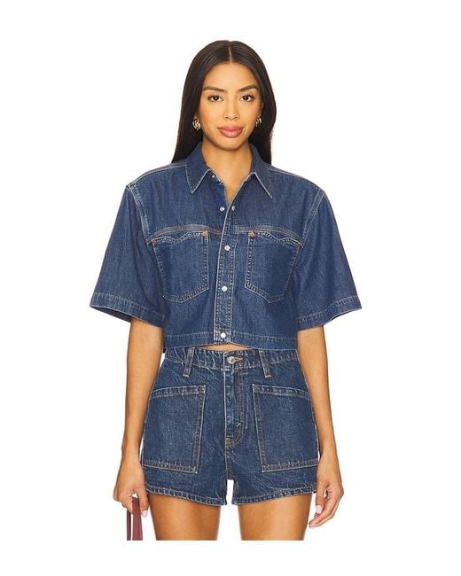 Re/done Oversized Crop シャツ Blue