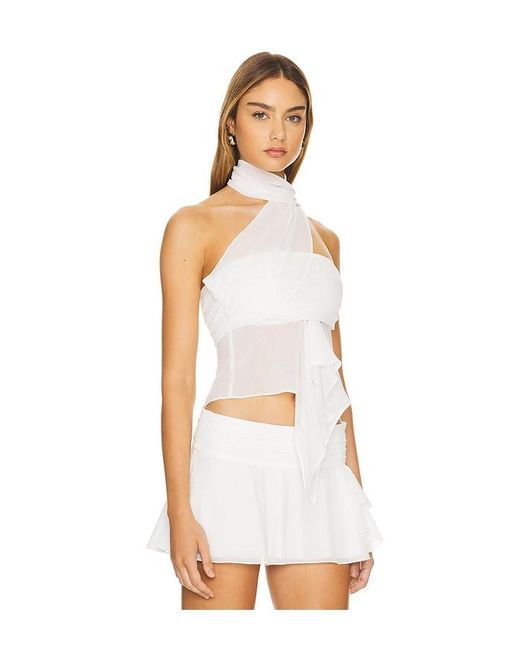 GUIZIO White Oberteil Chiffon Wrap Around