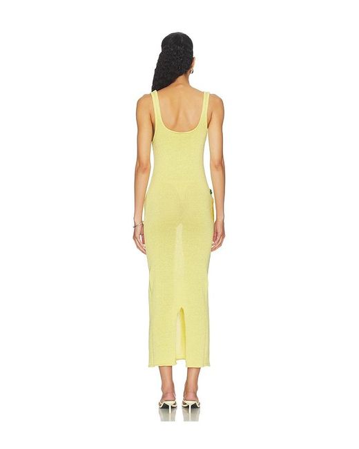 Leslie Amon Yellow Citron Tank Knit Maxi Dress