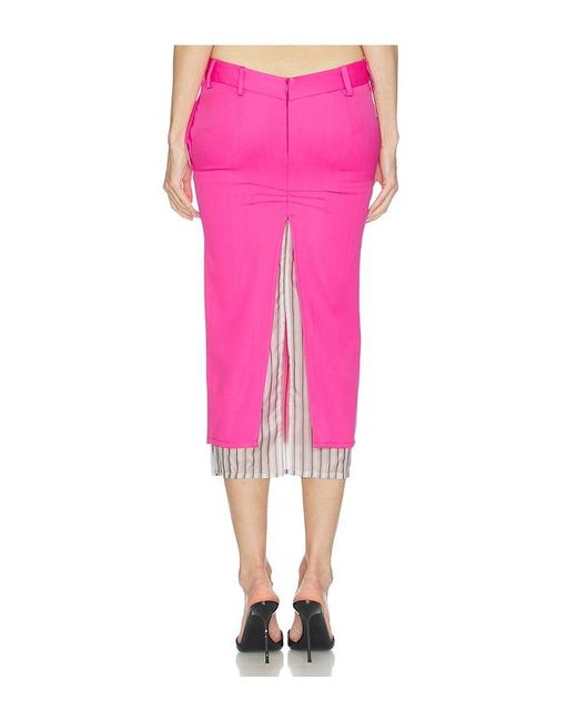 The Attico Pink Low Rise Midi Skirt