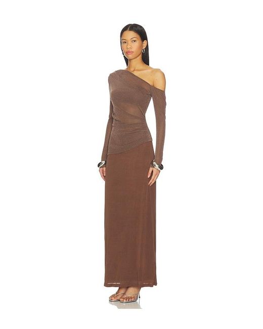SOVERE Brown Zeya Long Sleeve Dress