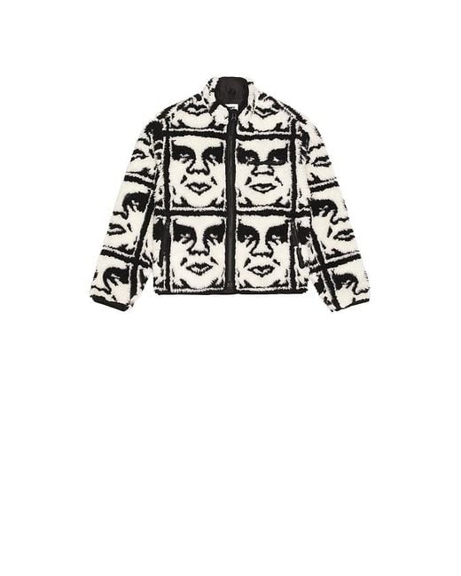 Obey Black Repeated Icon Sherpa Jacket for men