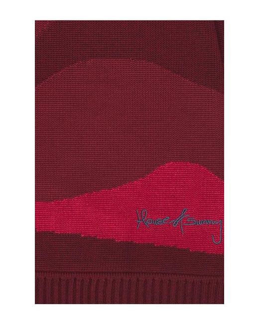 House Of Sunny Red The Landscape Oversized V-Neck Sweater for men