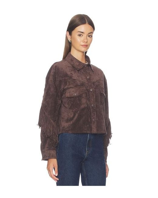 Blank NYC Blue Cropped Fringe Jacket