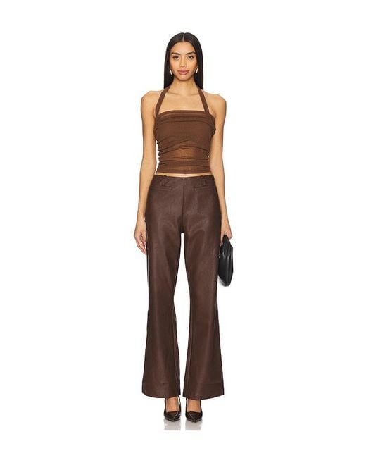 SOVERE Brown Thea Mesh Top