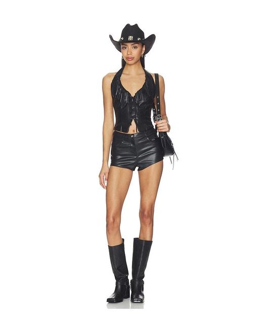 superdown Black Kay Faux Leather Top