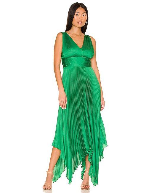 BCBGMAXAZRIA Green Asymmetrical Evening Dress