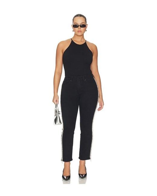 GOOD AMERICAN Black Good Legs Straight Diamond Jeans