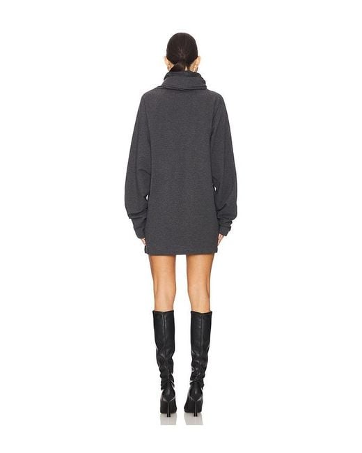 Norma Kamali Black Oversized Raglan Sleeve Turtleneck Mini Dress