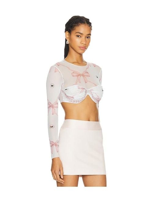 Milkwhite White Cropped Mesh Top