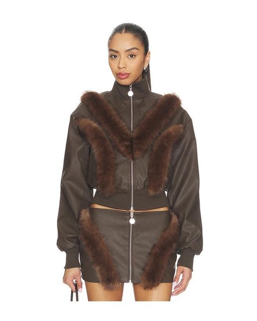 OW Collection Brown Bela Faux Fur Jacket