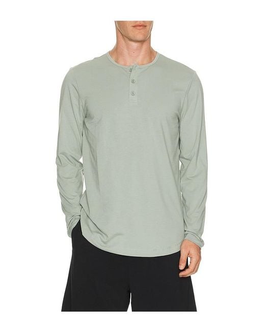 Cuts Green Curve Hem Long Sleeve Henley for men