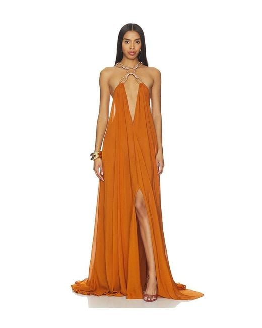 Bronx and Banco Brown Zuri Halterneck Cutout Dress