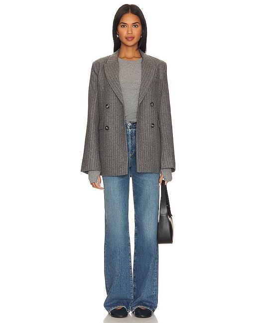 Enza Costa Blue Cashmere Easy Cuffed Crew
