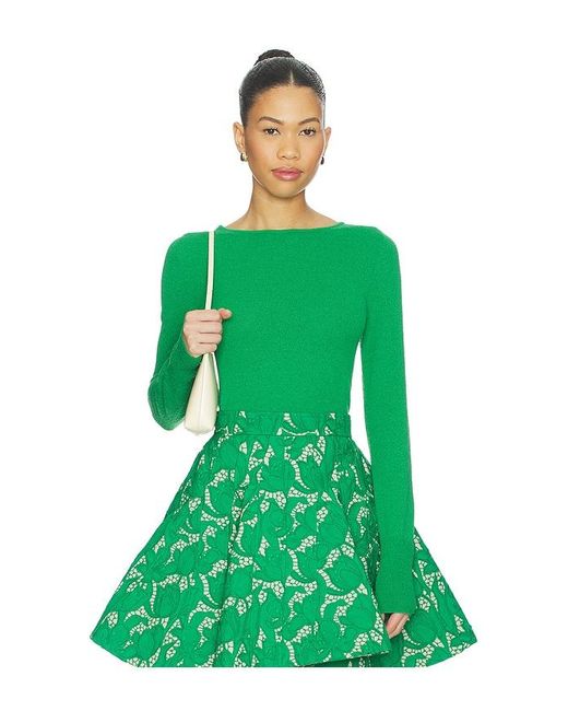 AKNVAS Green Lily Lace Up Knit Top