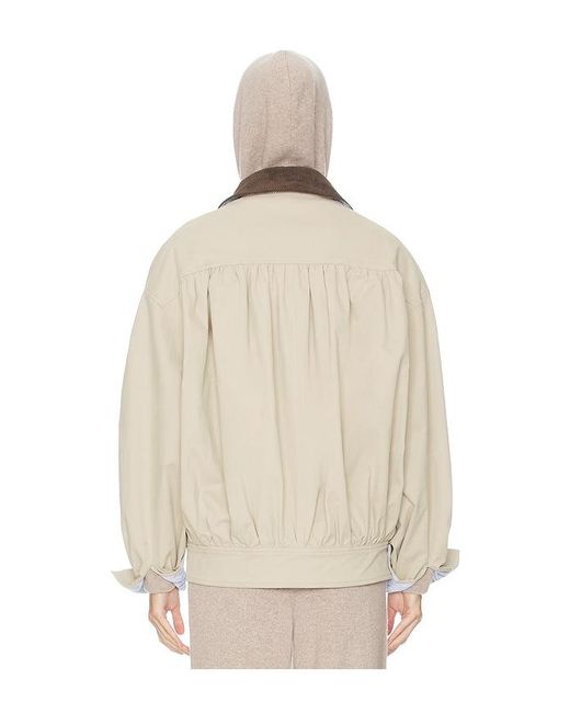 Helsa Natural The Shirred Bomber Jacket With Corduroy Collar