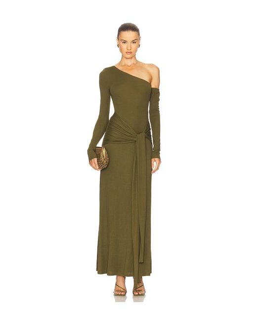 Seven Wonders Green Bianca One Shoulder Maxi Dress