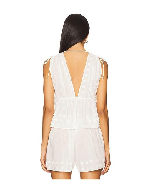 Ulla Johnson White Anya Plunge V Neck Top Coverup