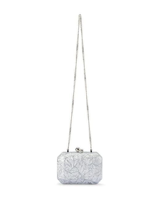 Olga Berg White Mateo Metallic Clutch