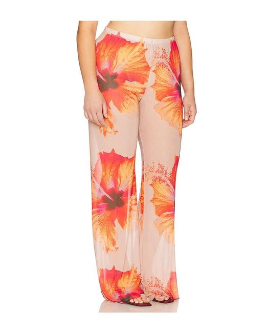 GOOD AMERICAN Orange Gauze Mesh Wide Leg Pant