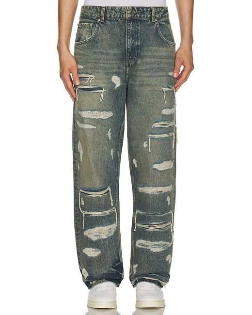 Represent Green R3d Double Destroyer Baggy Jeans for men