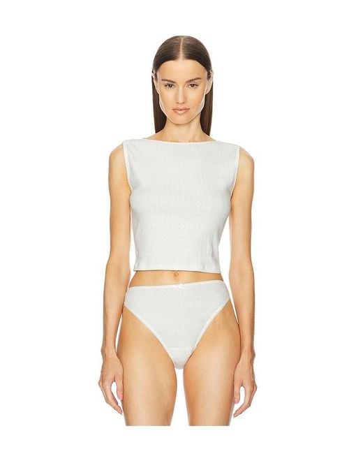Helsa White Pointelle Muscle Tank