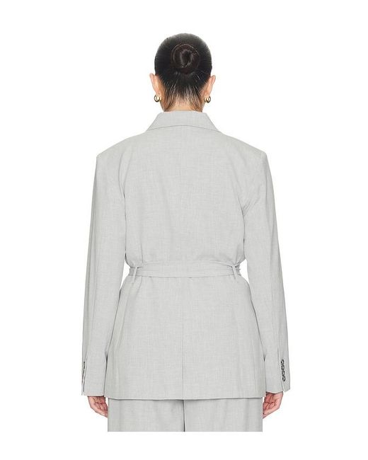 GOOD AMERICAN White Essential Suiting Belted Blazer