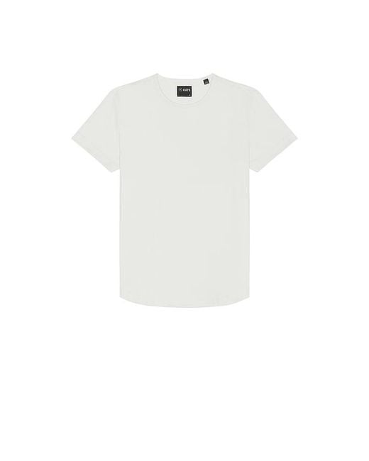 Cuts White Curve Hem Tee for men