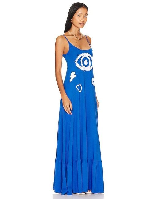 Lauren Moshi Blue Beatrix Painted Evil Eye Dress