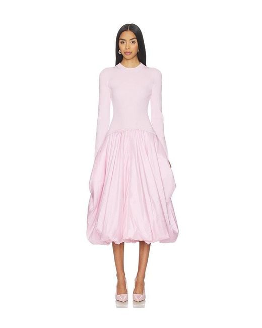 Jonathan Simkhai Pink Kenlie Long Sleeve Mock Neck Midi Dress