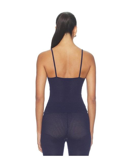 MAJORELLE Blue Lucassia Textured Embroidered Tank
