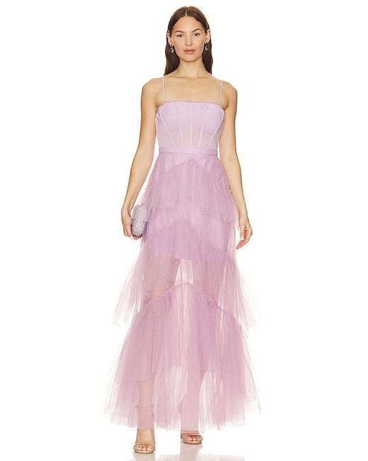 BCBGMAXAZRIA Pink Corset Tulle Gown