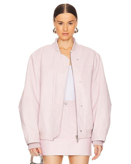 Remain Pink Oversized Leather Bomber Jacket