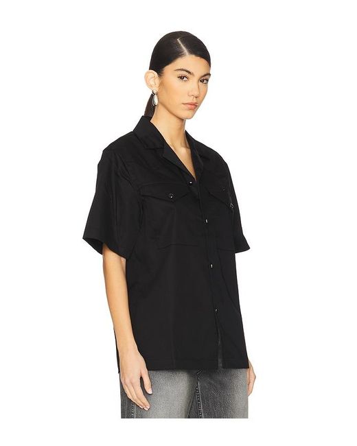 WAO Black Satin Western Short Sleeve Shirt for men