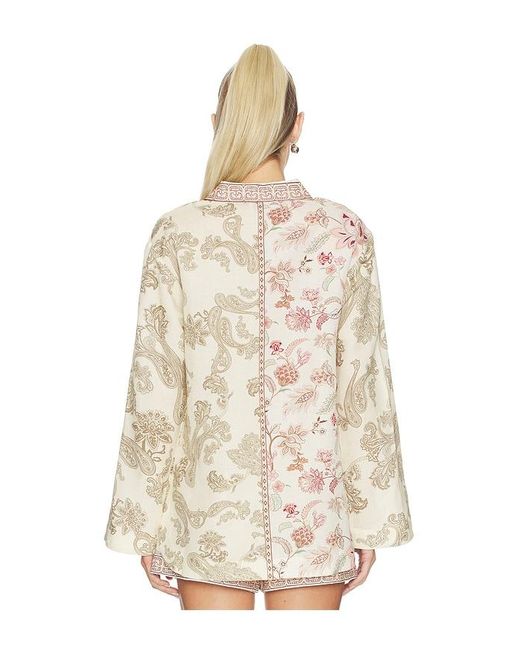 Hemant & Nandita Natural Drop Shoulder Collared Tunic