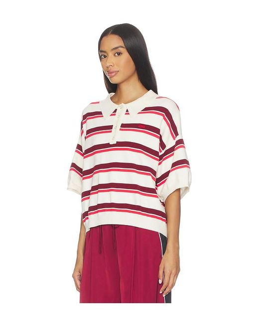 Gestuz Red Taia Short Sleeve Polo Pullover