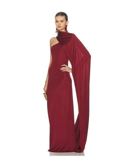 Helsa Red The Muse Cape Jersey Dress