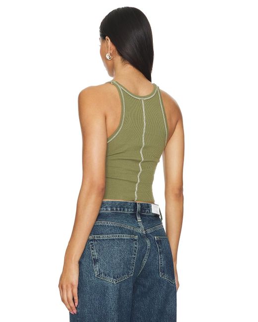 Re/done Cropped Ribbed Tank Blue