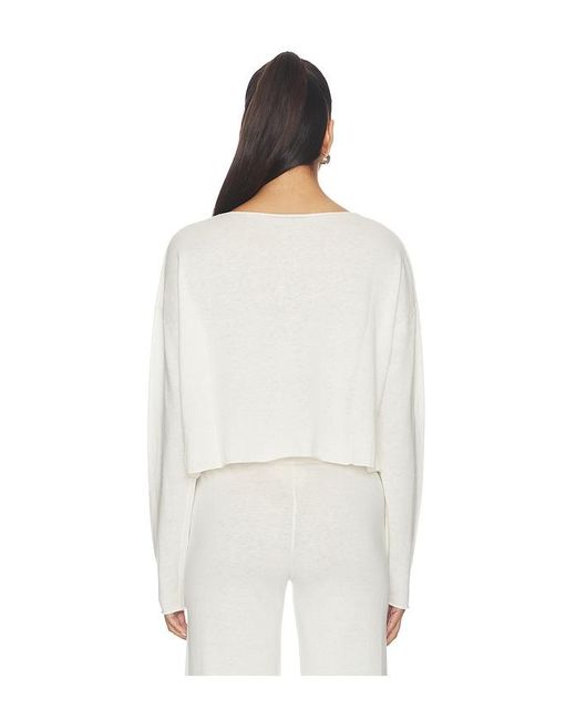ÉTERNE White Cropped Boatneck Top