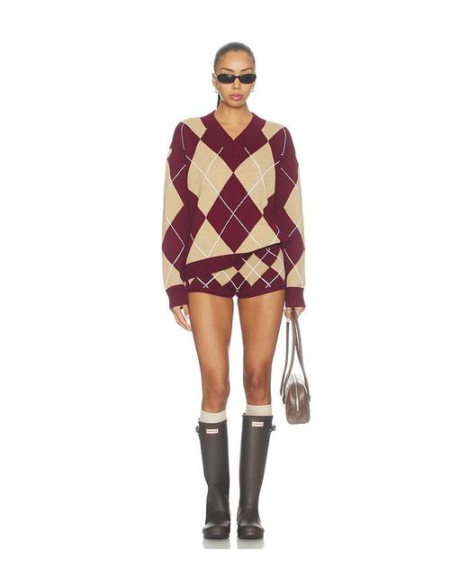 Lovers + Friends Red Lunaria Argyle Sweater