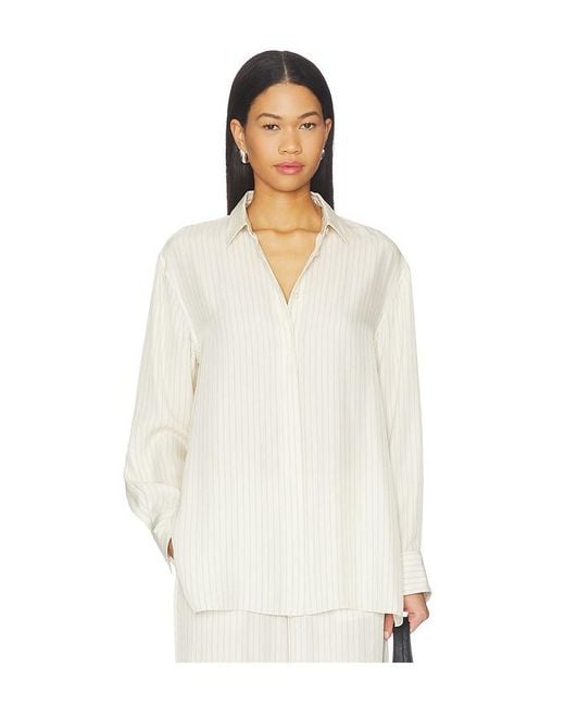 Theory White Hi Low Flou Shirt