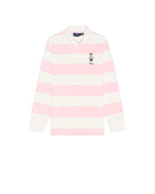 Polo Ralph Lauren Pink Heritage Icon Bear Rugby Shirt for men